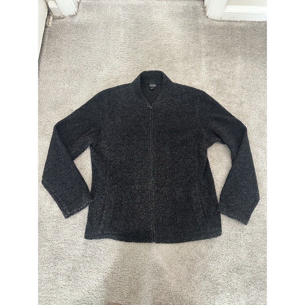 Eileen Fisher Women’s Charcoal Gray Wool Zip Up Jacket Size Medium
